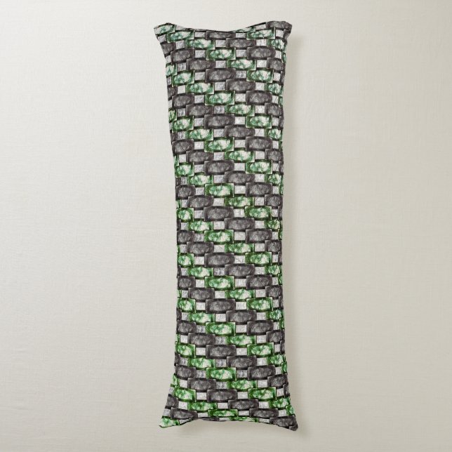 Rectangular pieces carved and stained, grey green body pillow (Front Vertical)