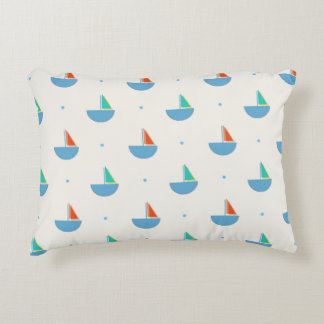Rectangular pillow with sailboat pattern