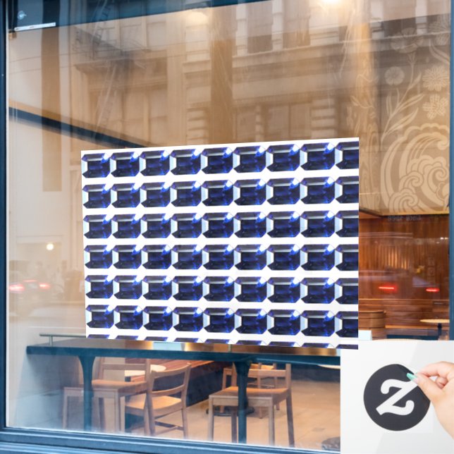 Rectangular Sapphire Blue Window Cling (Cafe Window)