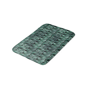 Rectangular shapes in dark and spotted green bath mat