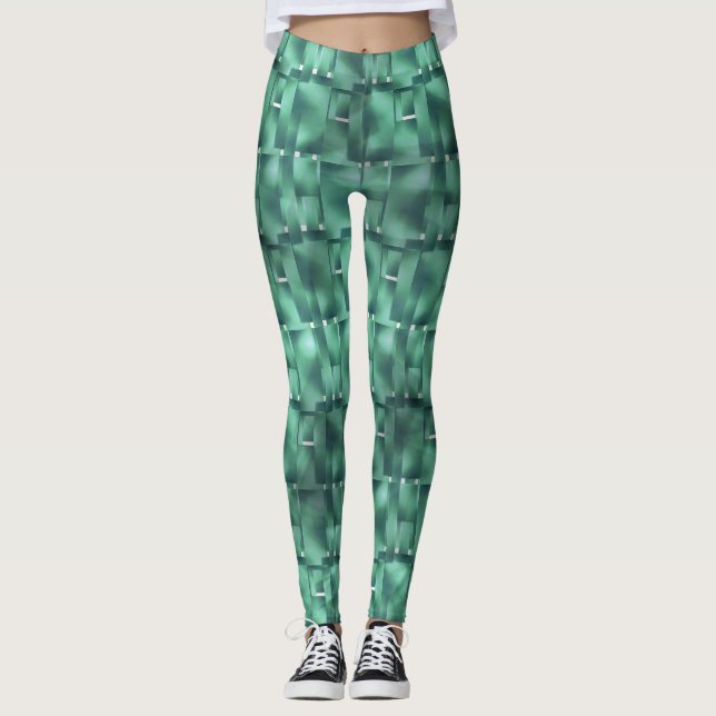 Rectangular shapes in dark and spotted green leggings (Front)
