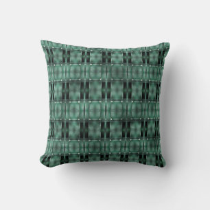 Rectangular shapes in olive green colour and spots throw pillow