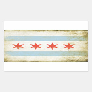 Rectangular Sticker with Distressed Chicago Flag P
