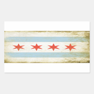 Rectangular Sticker with Distressed Chicago Flag P