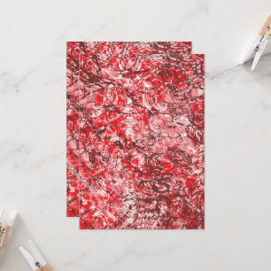 Rectangular textile design with ornate red, white, invitation
