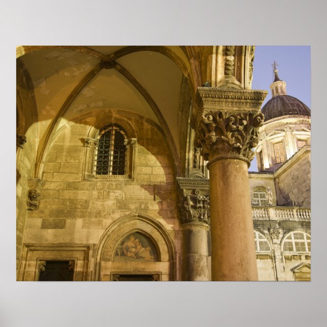 Rector's Palace Arches with Dubrovnik Cathedral Poster (Front)