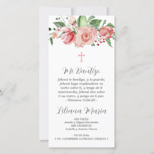 Recuerdo Bautizo Spanish Baptism Bookmark Favour Thank You Card