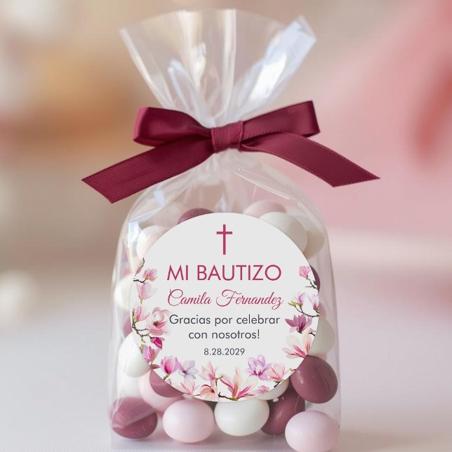 Recuerdos de Bautizo Baptism Christening Favours Classic Round Sticker (Creator Uploaded)