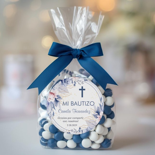 Recuerdos de Bautizo Baptism Christening Favours Classic Round Sticker (Creator Uploaded)