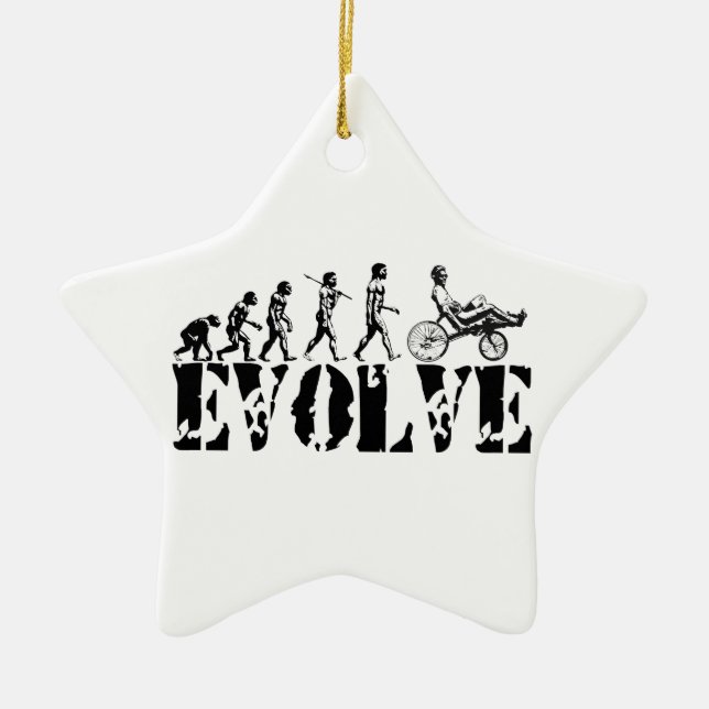 Recumbent Bicycle Evolution Fun Sports Art Ceramic Ornament (Front)