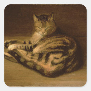 Recumbent Cat, 1898 Square Sticker