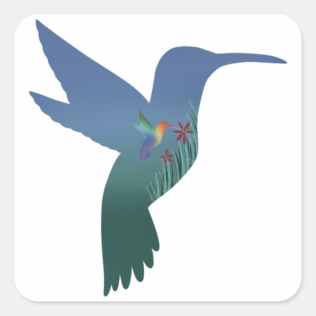 Recursive Hummingbird Cutout Sticker (Front)
