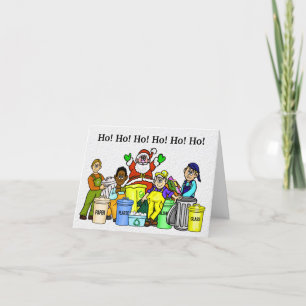 Recyclage Carte de Noël Père Noël et poubelle Homm