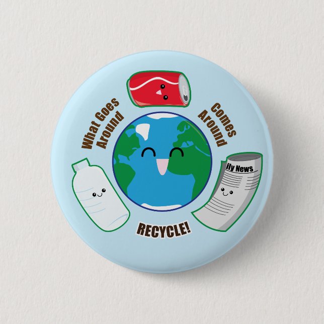 Recycle 2 Inch Round Button (Front)