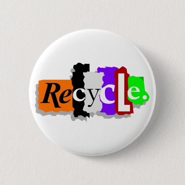 Recycle 2 Inch Round Button (Front)