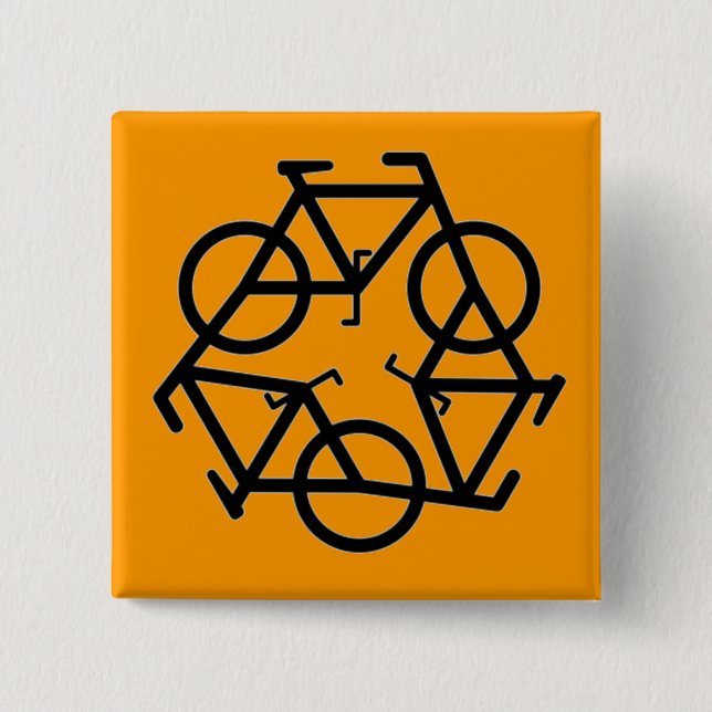 Recycle Bicycle Logo Symbol 2 Inch Square Button (Front)
