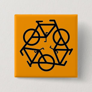 Recycle Bicycle Logo Symbol 2 Inch Square Button