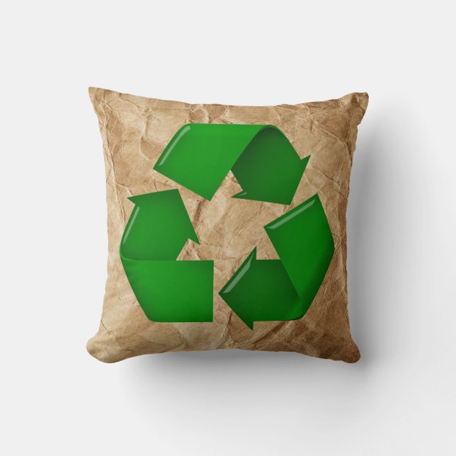 Recycle - Crumpled Paper Throw Pillow (Front)