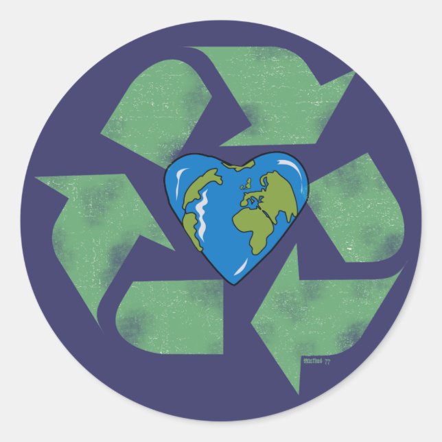 Recycle Earth Heart Sticker (Front)