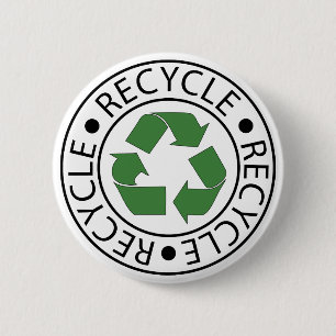 Recycle Green Ceter Logo 2 Inch Round Button