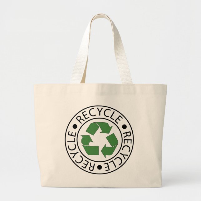 Recycle Green Ceter Logo Large Tote Bag (Front)