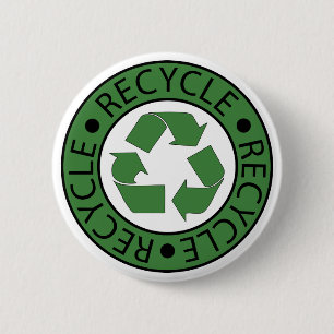 Recycle Green Logo BK Letters 2 Inch Round Button