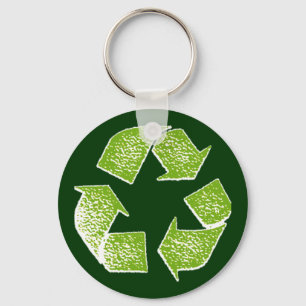 recycle green sign keychain