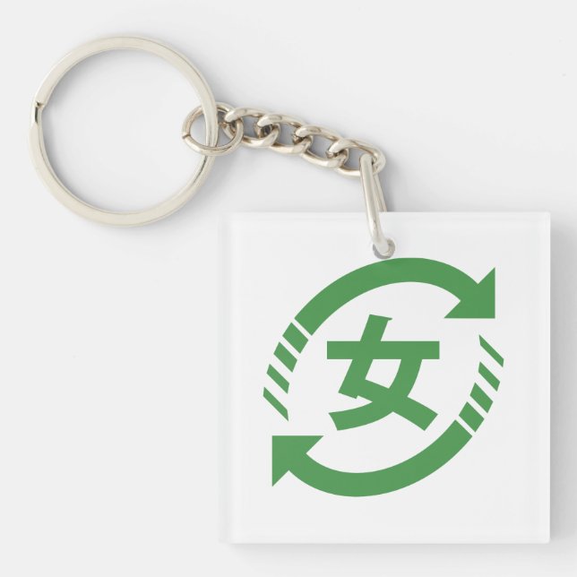 Recycle Japanese Girls | Kanji Nihongo Sign Keychain (Front)
