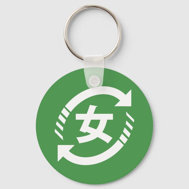 Recycle Japanese Girls | Kanji Nihongo Sign Keychain (Front)