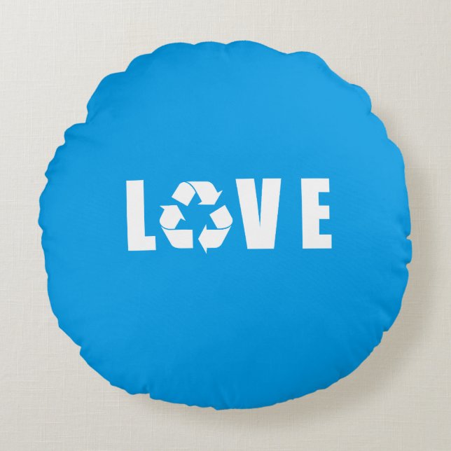 Recycle Love Round Pillow (Front)
