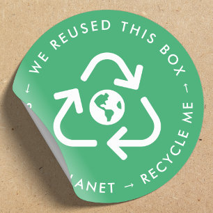 Recycle Me Reused Packaging Save the Planet Green Classic Round Sticker