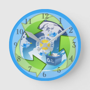 Recycle Motivational Slogan Round Clock