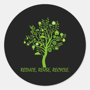 Recycle Reduce Reuse Earth Day Save Planet  Classic Round Sticker
