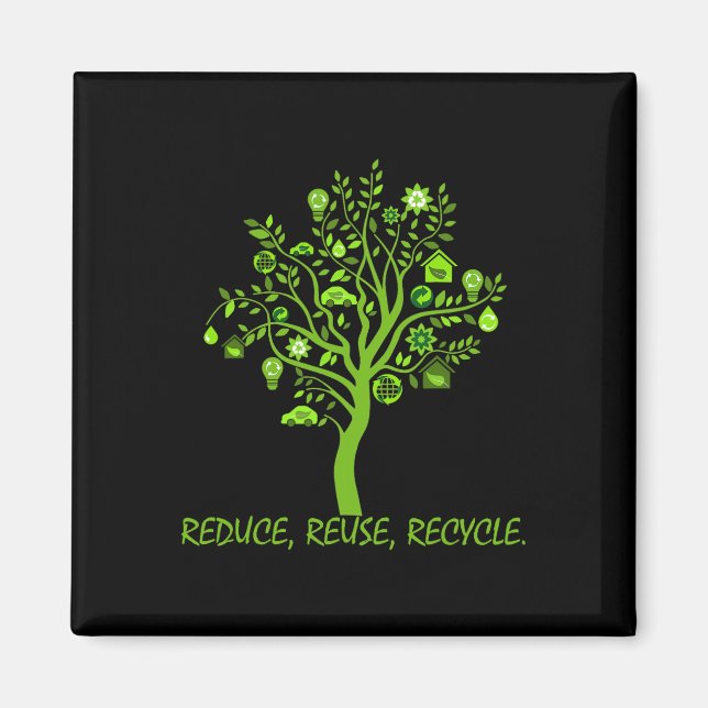 Recycle Reduce Reuse Earth Day Save Planet  Magnet (Front)