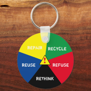 Recycle, ReUse, ReFuse, Rethink ! 2 Save Planet Keychain