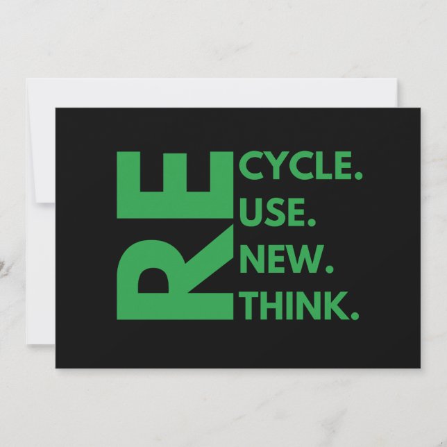 Recycle Reuse Renew Rethink Earth Day Environment Invitation (Front)