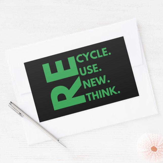 Recycle Reuse Renew Rethink Earth Day Environment Sticker (Envelope)