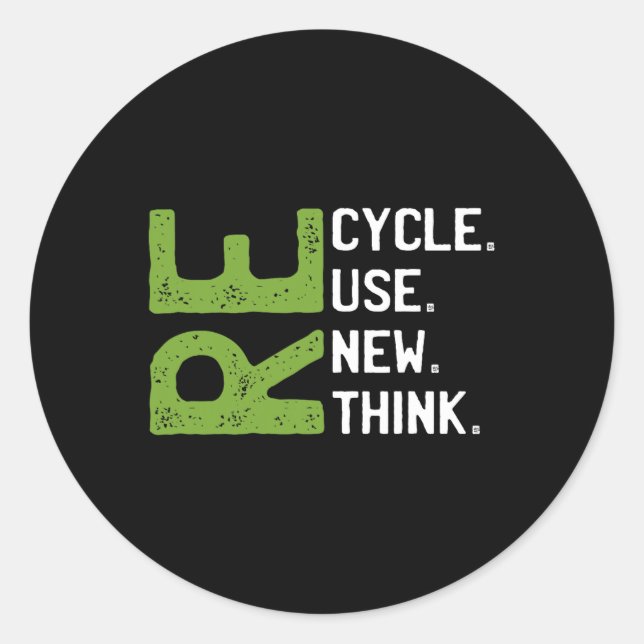 Recycle Reuse Renew Rethink Earth Day Environmenta Classic Round Sticker (Front)