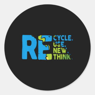 Recycle Reuse Renew Rethink Earth Day Environmenta Classic Round Sticker