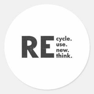 Recycle Reuse Renew Rethink Earth Day Environmenta Classic Round Sticker