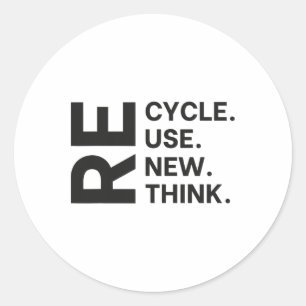 Recycle Reuse Renew Rethink Earth Day Environmenta Classic Round Sticker