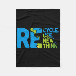 Recycle Reuse Renew Rethink Earth Day Environmenta Fleece Blanket
