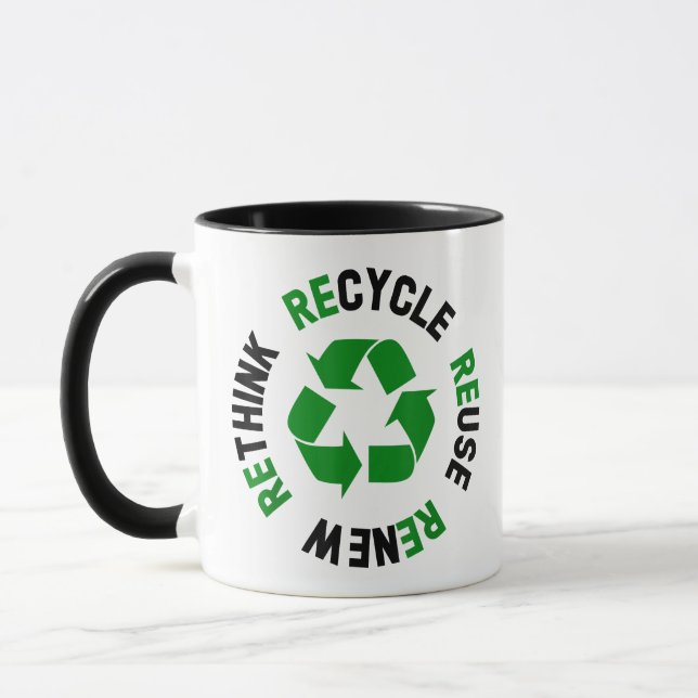 Recycle Reuse Renew Rethink Earth Day Environmenta Mug (Left)
