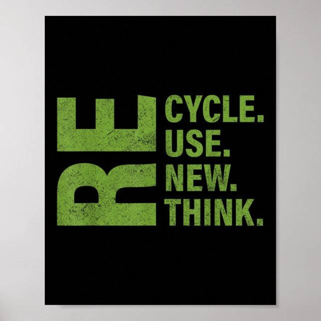 Recycle Reuse Renew Rethink Earth Day Environmenta Poster (Front)