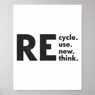 Recycle Reuse Renew Rethink Earth Day Environmenta Poster