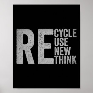 Recycle Reuse Renew Rethink Earth Day Environmenta Poster