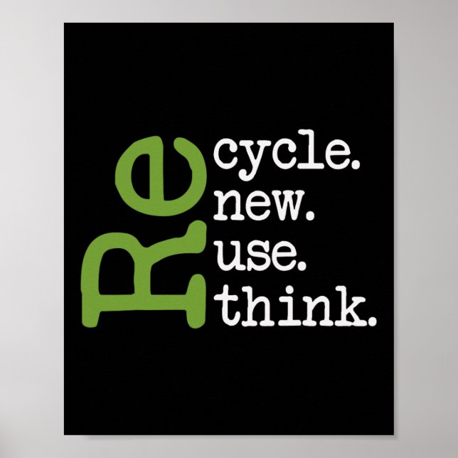 Recycle Reuse Renew Rethink Earth Day Environmenta Poster (Front)