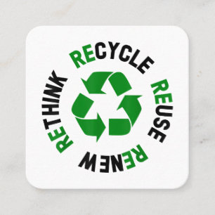 Recycle Reuse Renew Rethink Earth Day Environmenta Square Business Card