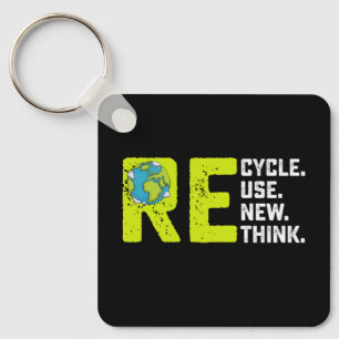 Recycle Reuse Renew Rethink Earth Day Keychain