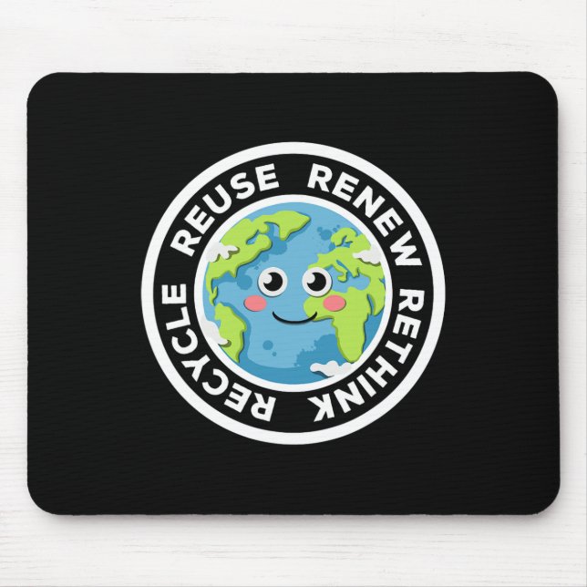 Recycle Reuse Renew Rethink Environmental Activism Mouse Pad (Front)